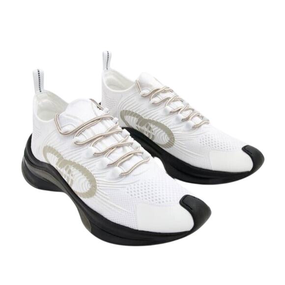 Gucci Run 36.5 /US 6.5 Knit Sneaker White Black Interlocking GG Logo Shoes NIB - Picture 1 of 10